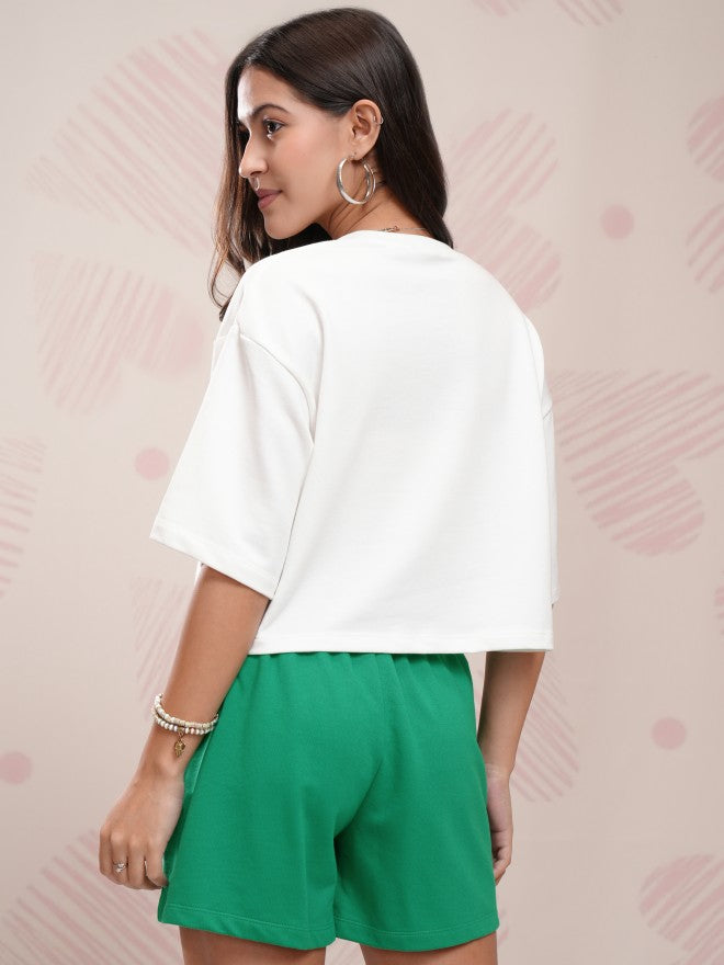 Disney By Tokyo Talkies Women White Mickey Mouse T-shirt With Short - White - Image 3