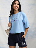 Disney By Tokyo Talkies Women Blue Mickey Mouse T-shirt With Short - Blue - Image 1