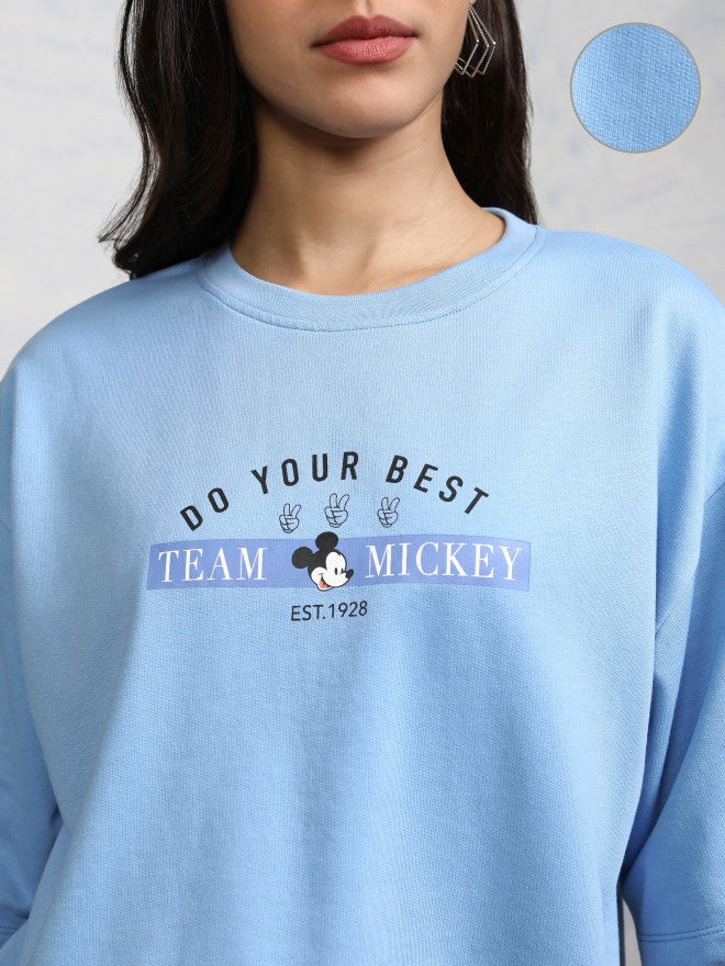 Disney By Tokyo Talkies Women Blue Mickey Mouse T-shirt With Short - Blue - Image 5