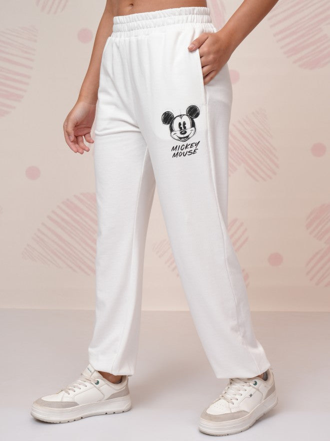 Disney By Tokyo Talkies Women White Mickey Mouse T-Shirt With Joggers - White - Image 8