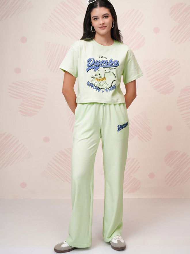 Disney By Tokyo Talkies Women Green Dumbo T-Shirt With Trouser - Green - Image 1