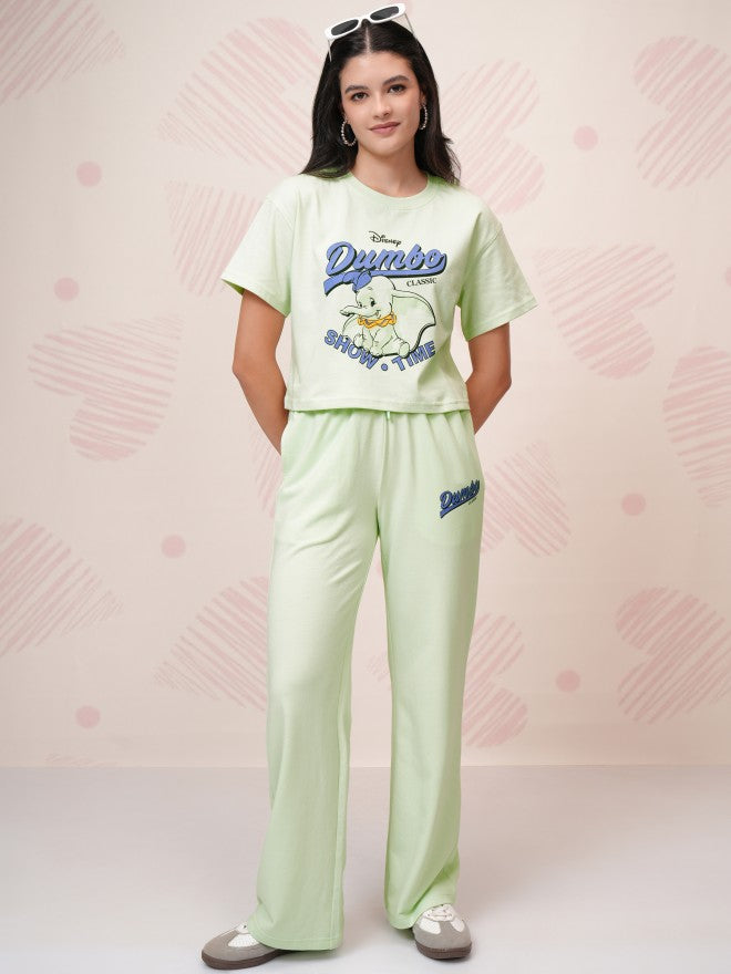 Disney By Tokyo Talkies Women Green Dumbo T-Shirt With Trouser - Green - Image 2