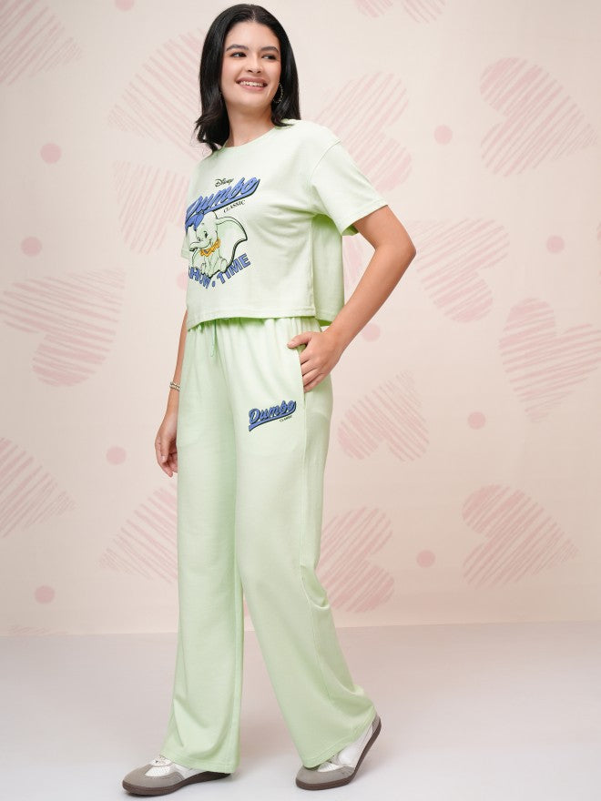 Disney By Tokyo Talkies Women Green Dumbo T-Shirt With Trouser - Green - Image 4