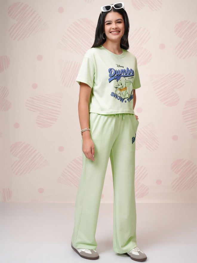 Disney By Tokyo Talkies Women Green Dumbo T-Shirt With Trouser - Green - Image 6