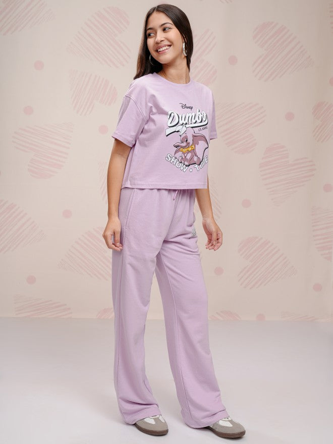 Disney By Tokyo Talkies Women Lavender Dumbo T-shirt With Trouser - Lavender - Image 4