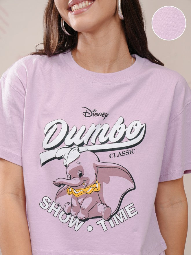 Disney By Tokyo Talkies Women Lavender Dumbo T-shirt With Trouser - Lavender - Image 5