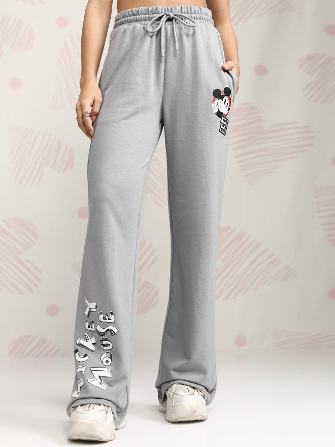 Disney By Tokyo Talkies Women Grey Mickey Mouse T-shirt With Trouser - Grey - Image 6