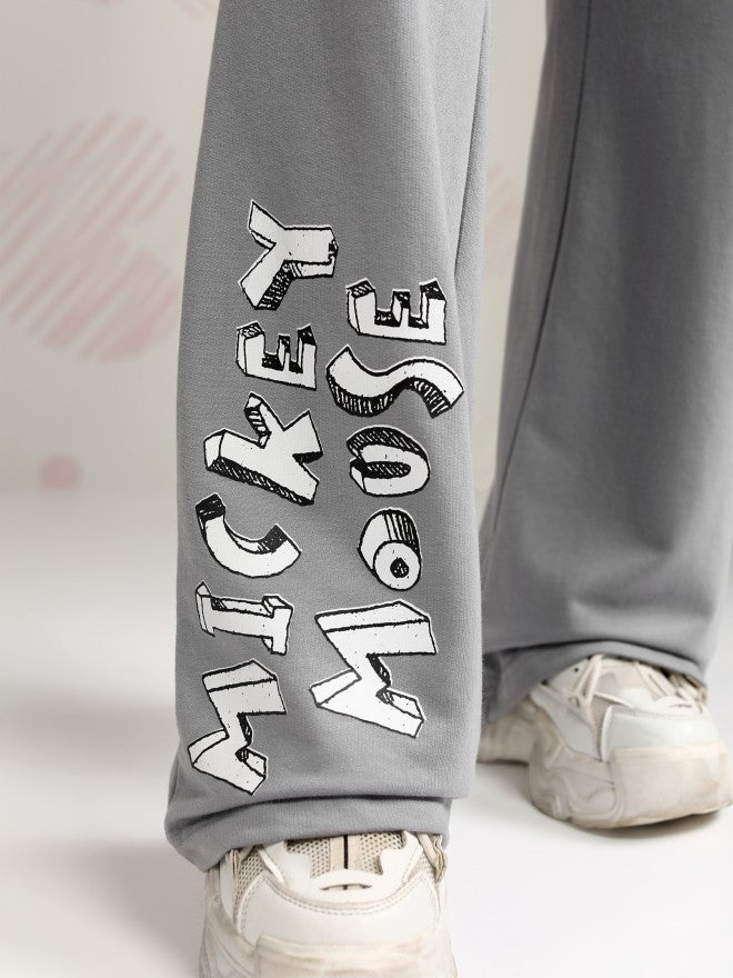 Disney By Tokyo Talkies Women Grey Mickey Mouse T-shirt With Trouser - Grey - Image 7