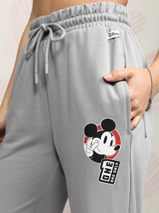 Disney By Tokyo Talkies Women Grey Mickey Mouse T-shirt With Trouser - Grey - Image 8