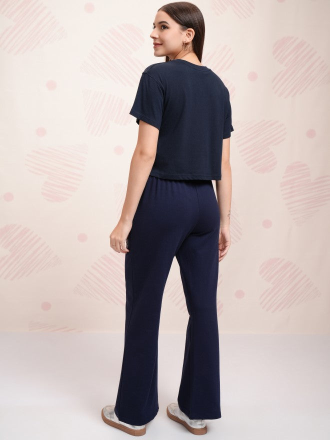 Disney By Tokyo Talkies Women Navy Blue Mickey Mouse T-shirt With Trouser - Navy Blue - Image 3