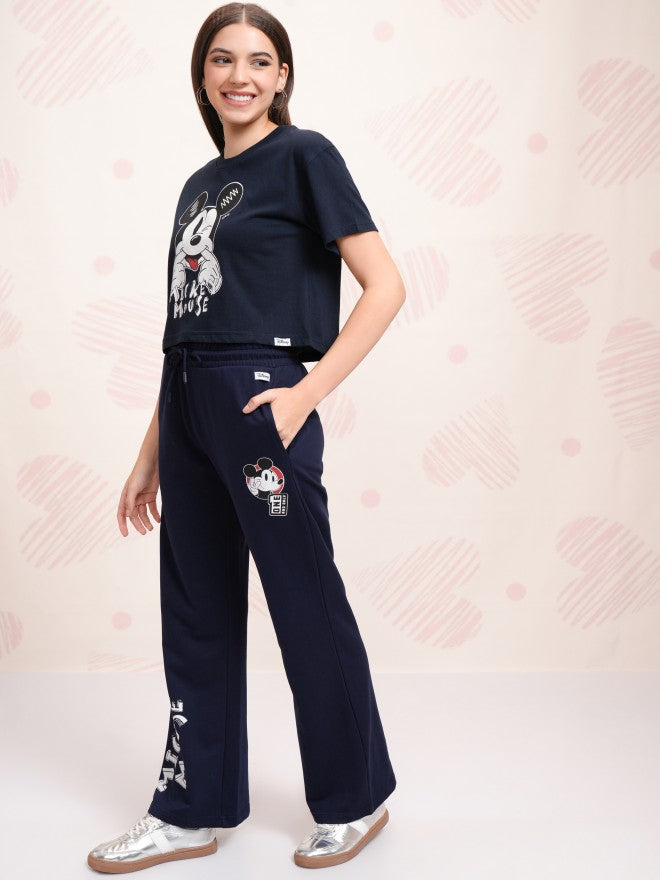 Disney By Tokyo Talkies Women Navy Blue Mickey Mouse T-shirt With Trouser - Navy Blue - Image 4