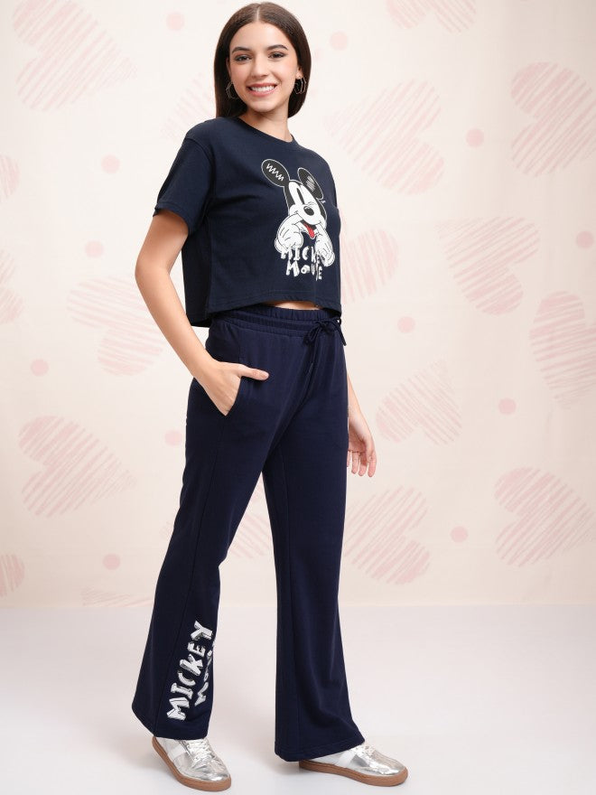 Disney By Tokyo Talkies Women Navy Blue Mickey Mouse T-shirt With Trouser - Navy Blue - Image 6