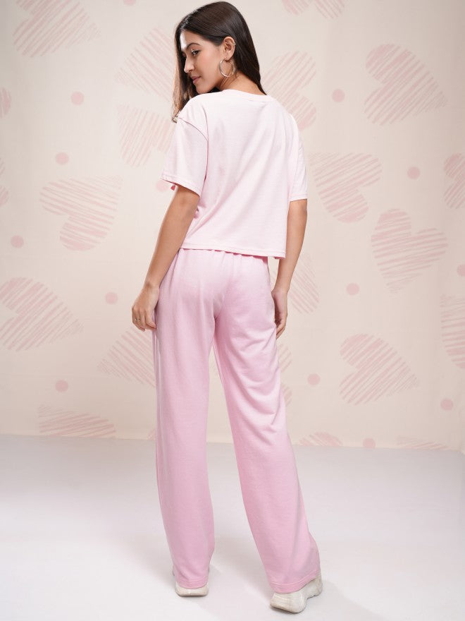 Disney By Tokyo Talkies Women Pink Stitch T-shirt With Trouser - Pink - Image 3