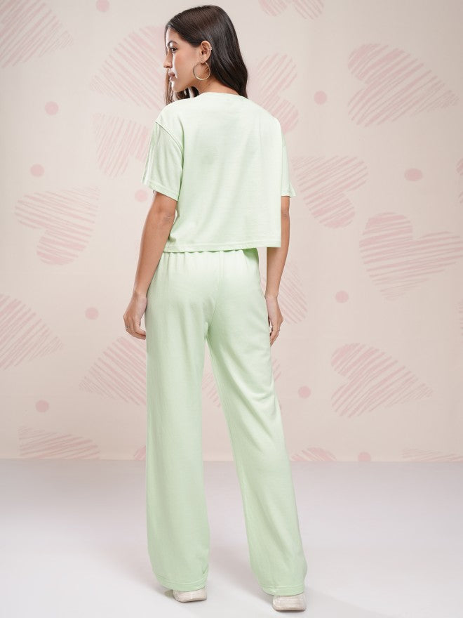 Disney By Tokyo Talkies Women Green Stitch T-shirt With Trouser - Green - Image 3