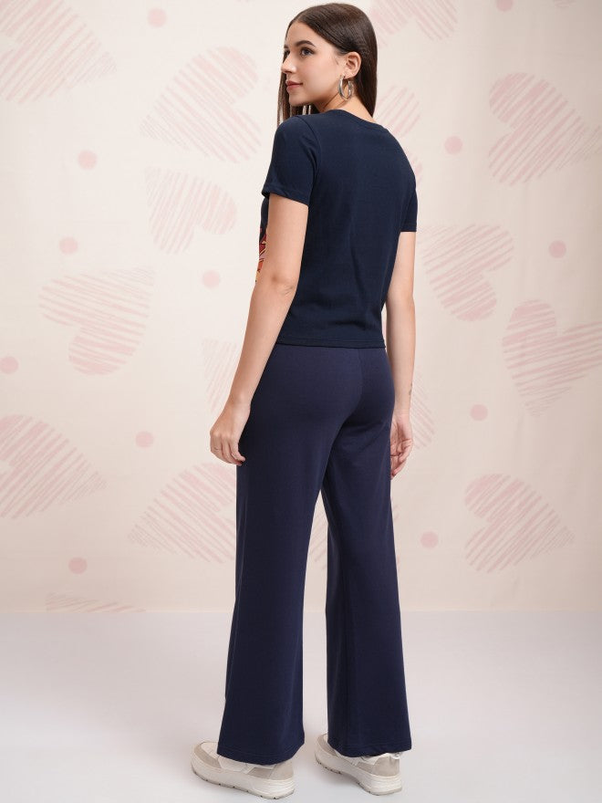 Disney By Tokyo Talkies Women Navy Blue Bambi And Thumper T-shirt With Trouser - Navy Blue - Image 3