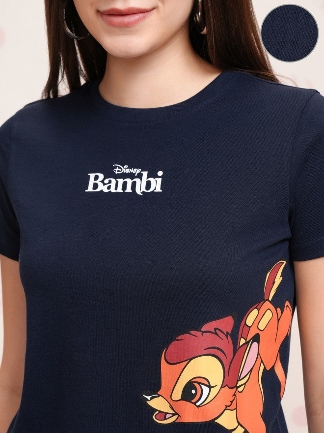 Disney By Tokyo Talkies Women Navy Blue Bambi And Thumper T-shirt With Trouser - Navy Blue - Image 5