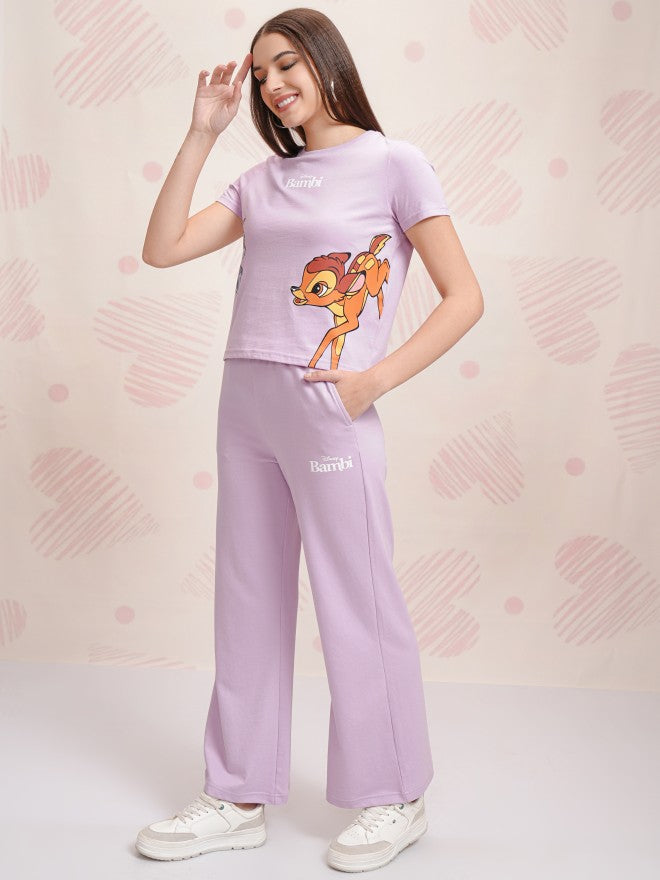 Disney By Tokyo Talkies Women Lavender Bambi And Thumper T-shirt With Trouser - Lavender - Image 2