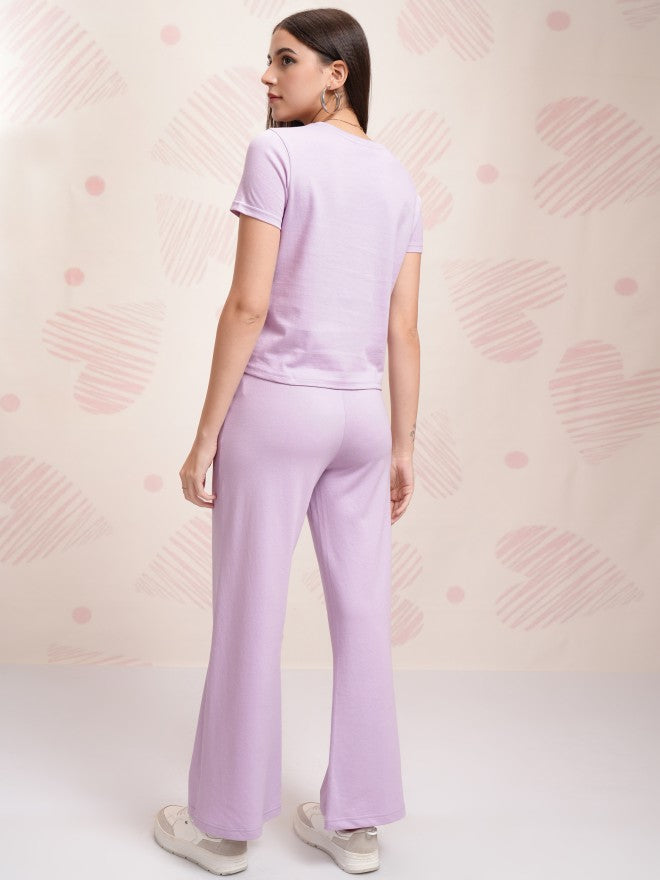 Disney By Tokyo Talkies Women Lavender Bambi And Thumper T-shirt With Trouser - Lavender - Image 3