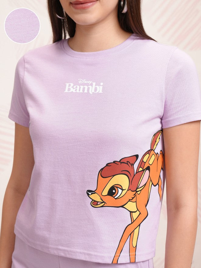 Disney By Tokyo Talkies Women Lavender Bambi And Thumper T-shirt With Trouser - Lavender - Image 5