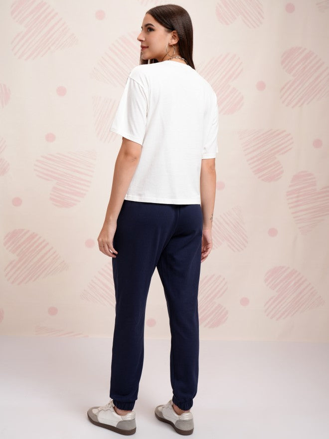 Disney By Tokyo Talkies Women White Winnie The Pooh T-shirt With Joggers - White - Image 3