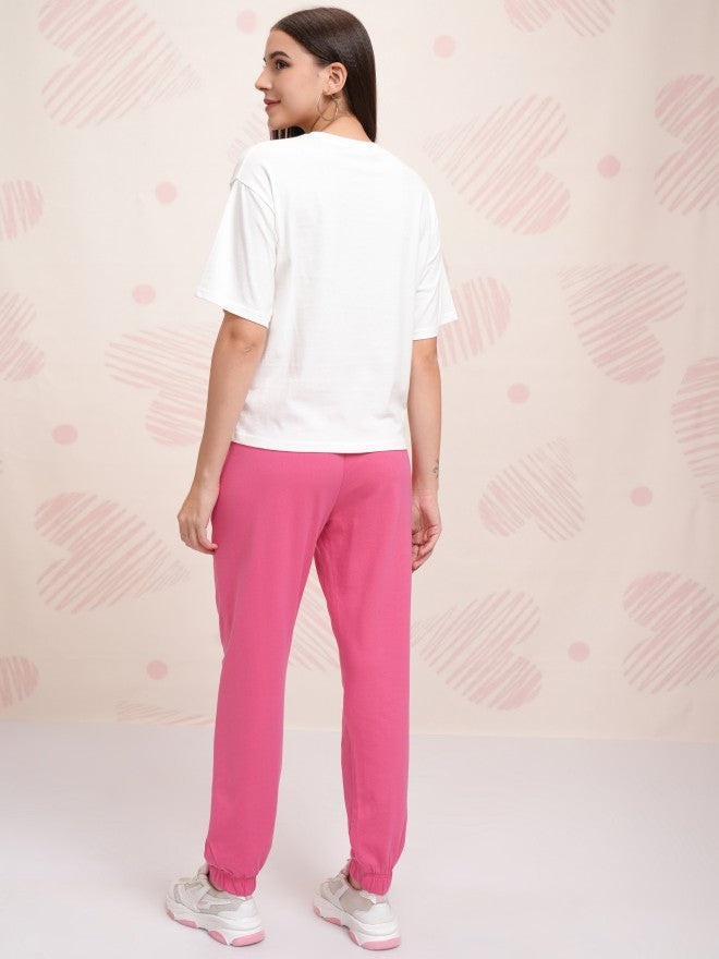 Disney By Tokyo Talkies Women White Winnie The Pooh T-shirt With Joggers - White - Image 3