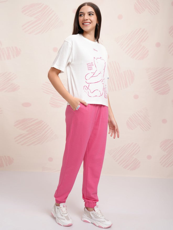Disney By Tokyo Talkies Women White Winnie The Pooh T-shirt With Joggers - White - Image 4