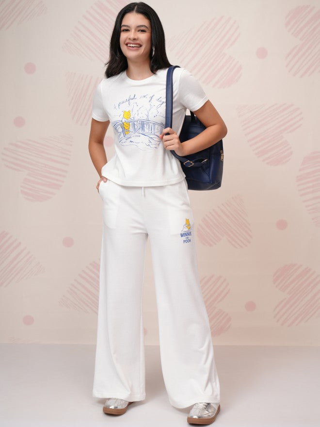 Disney By Tokyo Talkies Women White Winnie The Pooh T-Shirt With Trouser - White - Image 2