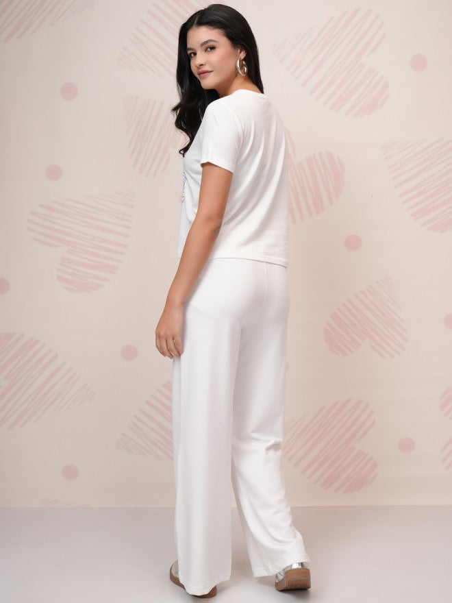 Disney By Tokyo Talkies Women White Winnie The Pooh T-Shirt With Trouser - White - Image 3