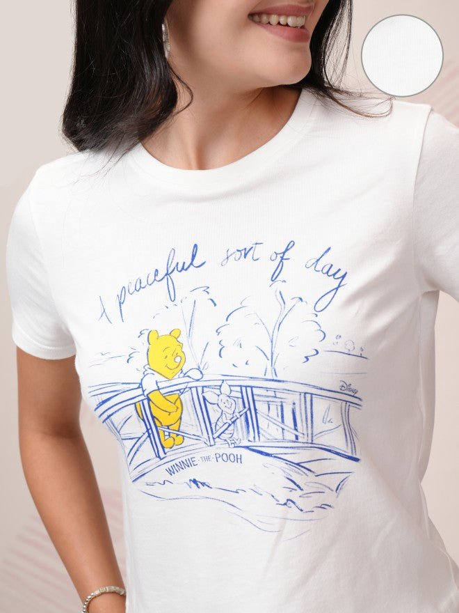 Disney By Tokyo Talkies Women White Winnie The Pooh T-Shirt With Trouser - White - Image 5