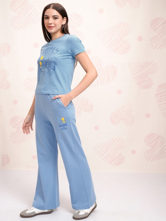 Disney By Tokyo Talkies Women Blue Winnie The Pooh T-shirt With Trouser - Blue - Image 3