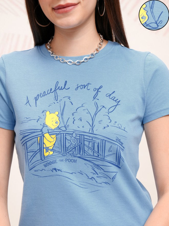 Disney By Tokyo Talkies Women Blue Winnie The Pooh T-shirt With Trouser - Blue - Image 4