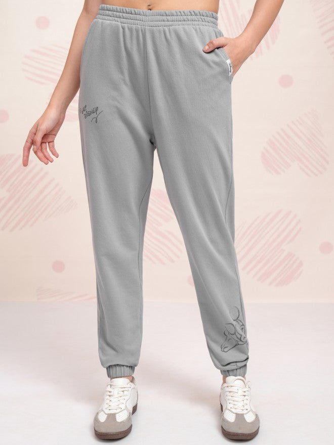Disney By Tokyo Talkies Women Grey Mickey Mouse T-shirt With Joggers - Grey - Image 6