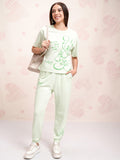 Disney By Tokyo Talkies Women Green Mickey Mouse T-shirt With Joggers - Green - Image 1