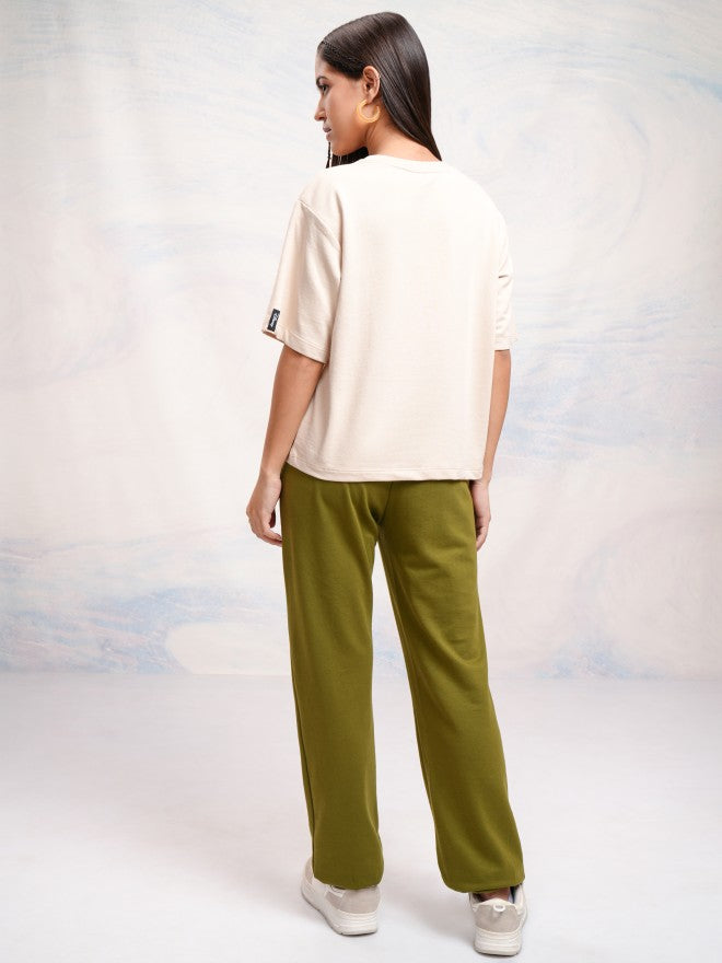 Disney By Tokyo Talkies Women Beige Mickey Mouse T-shirt With Joggers - Beige - Image 3