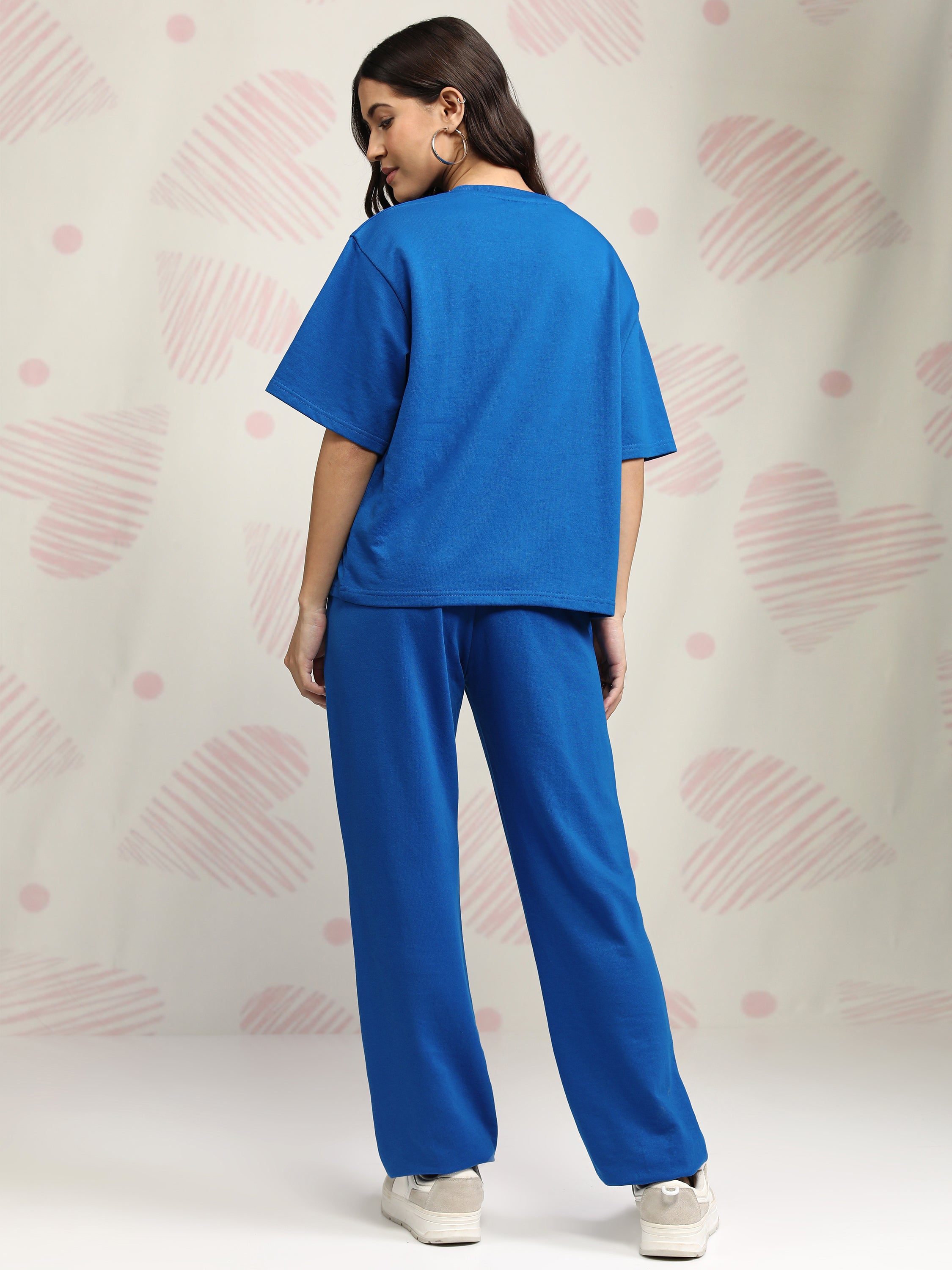 Disney By Tokyo Talkies Women Blue Stitch T-shirt With Joggers - Blue - Image 3