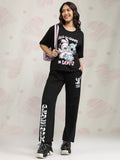 Disney By Tokyo Talkies Women Black Stitch T-shirt With Joggers - Black - Image 1