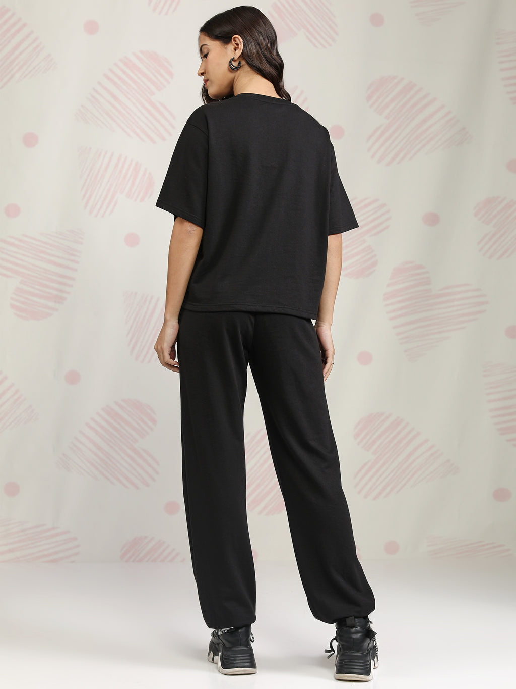 Disney By Tokyo Talkies Women Black Stitch T-shirt With Joggers - Black - Image 3