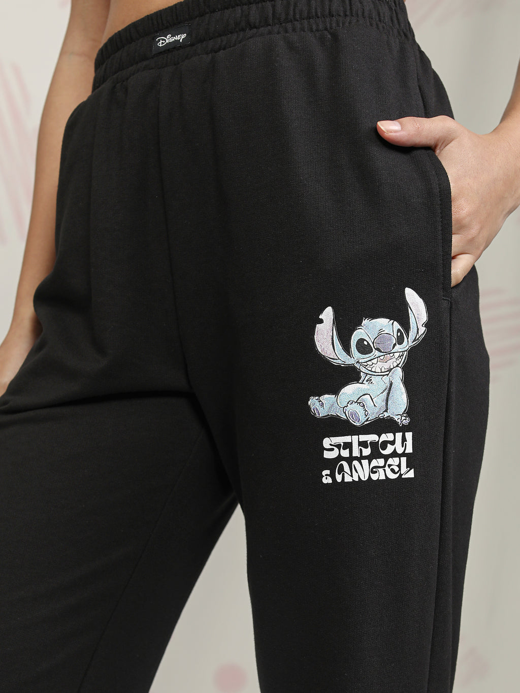 Disney By Tokyo Talkies Women Black Stitch T-shirt With Joggers - Black - Image 6