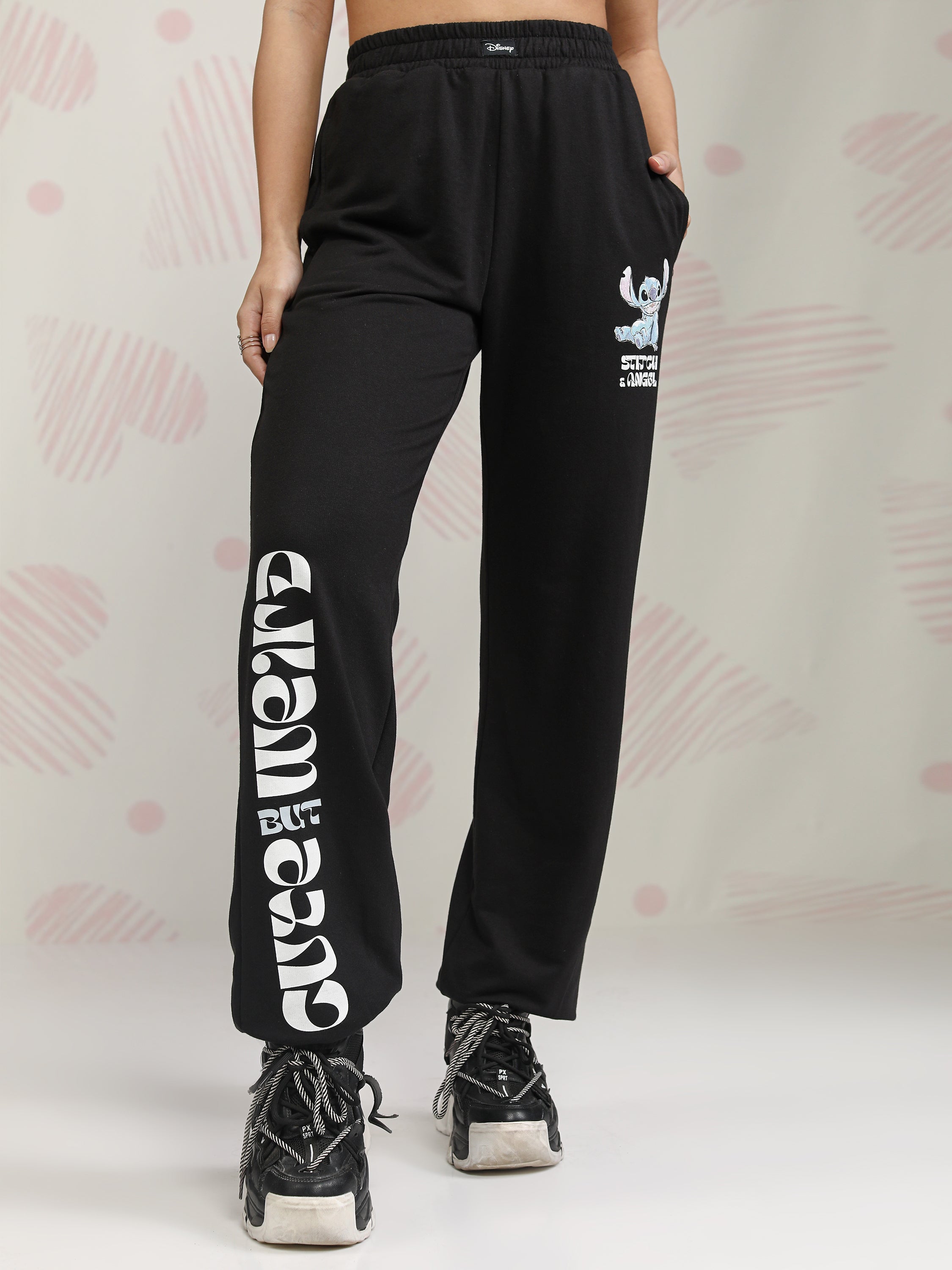 Disney By Tokyo Talkies Women Black Stitch T-shirt With Joggers - Black - Image 7