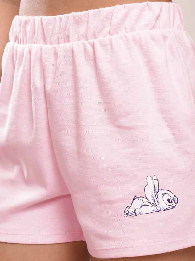 Disney By Tokyo Talkies Women Pink Stitch Top With Short - Pink - Image 8