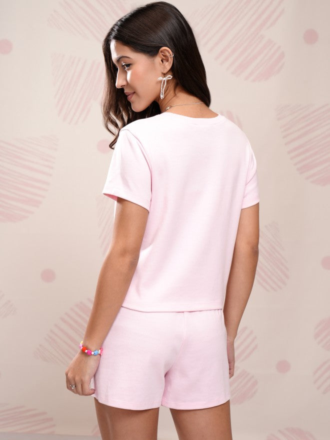 Disney By Tokyo Talkies Women Pink Mickey Mouse T-shirt With Short - Pink - Image 3