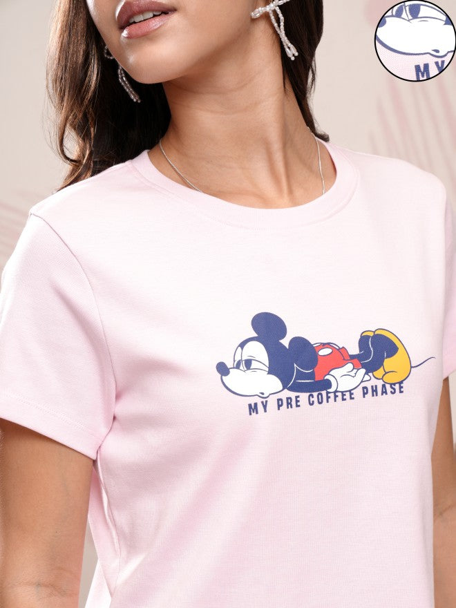 Disney By Tokyo Talkies Women Pink Mickey Mouse T-shirt With Short - Pink - Image 5