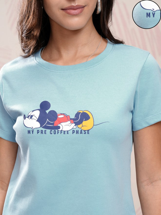 Disney By Tokyo Talkies Women Blue Mickey Mouse T-shirt With Short - Blue - Image 5