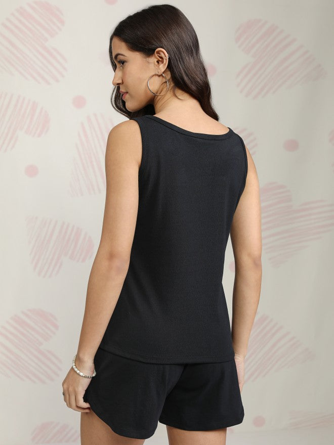 Disney By Tokyo Talkies Women Black Mickey Mouse T-shirt With Short - Black - Image 3