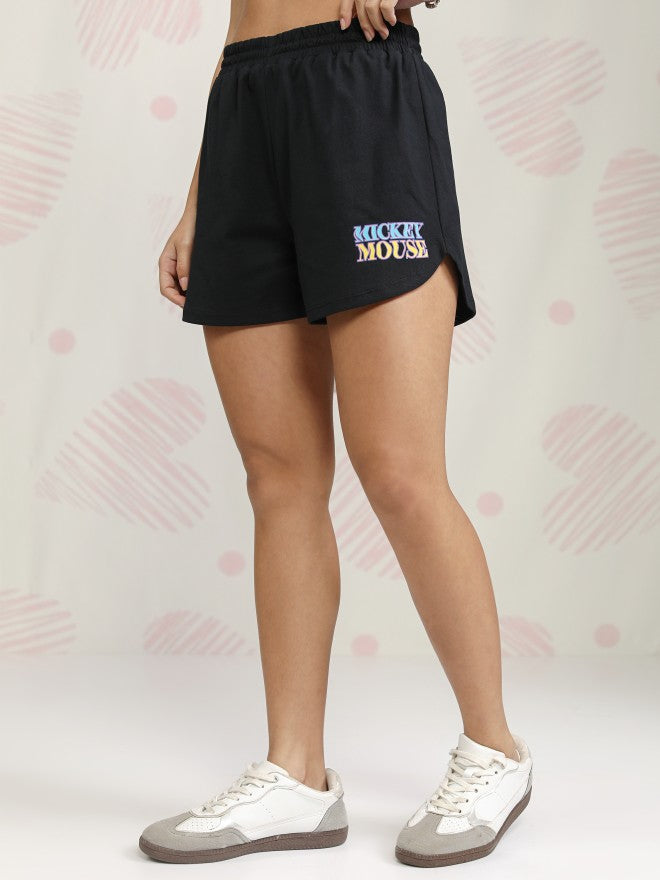 Disney By Tokyo Talkies Women Black Mickey Mouse T-shirt With Short - Black - Image 7