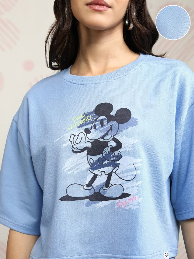 Disney By Tokyo Talkies Women Blue Mickey Mouse T-shirt With Short - Blue - Image 5