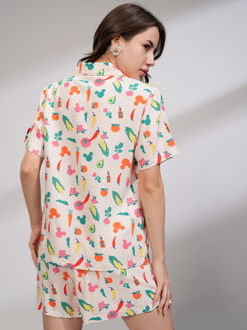 Disney By Tokyo Talkies Women Off White Mickey Mouse Shirt With Short - Off White - Image 3
