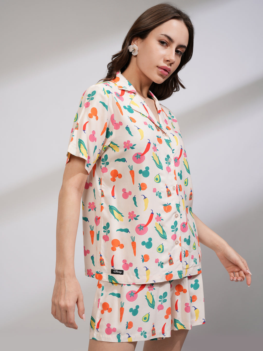 Disney By Tokyo Talkies Women Off White Mickey Mouse Shirt With Short - Off White - Image 6