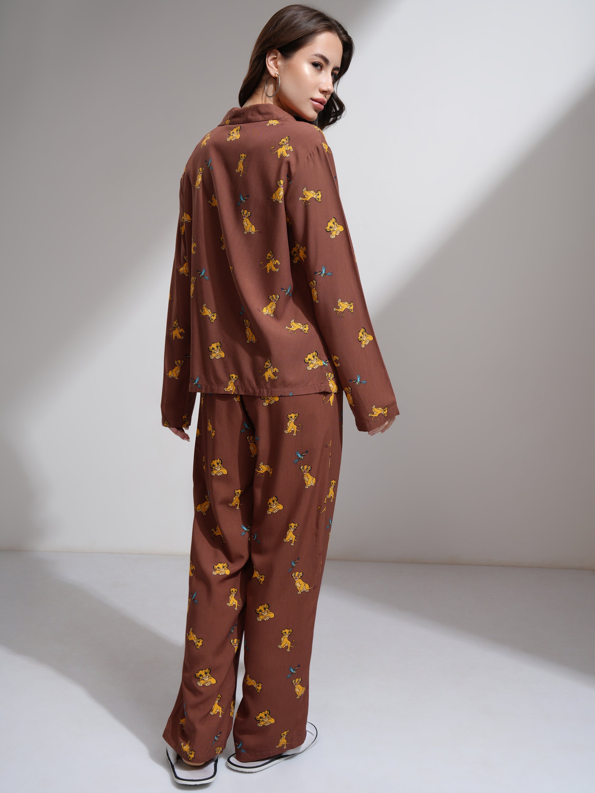 Disney By Tokyo Talkies Women Brown Simba Shirt With Palazzos - Brown - Image 3