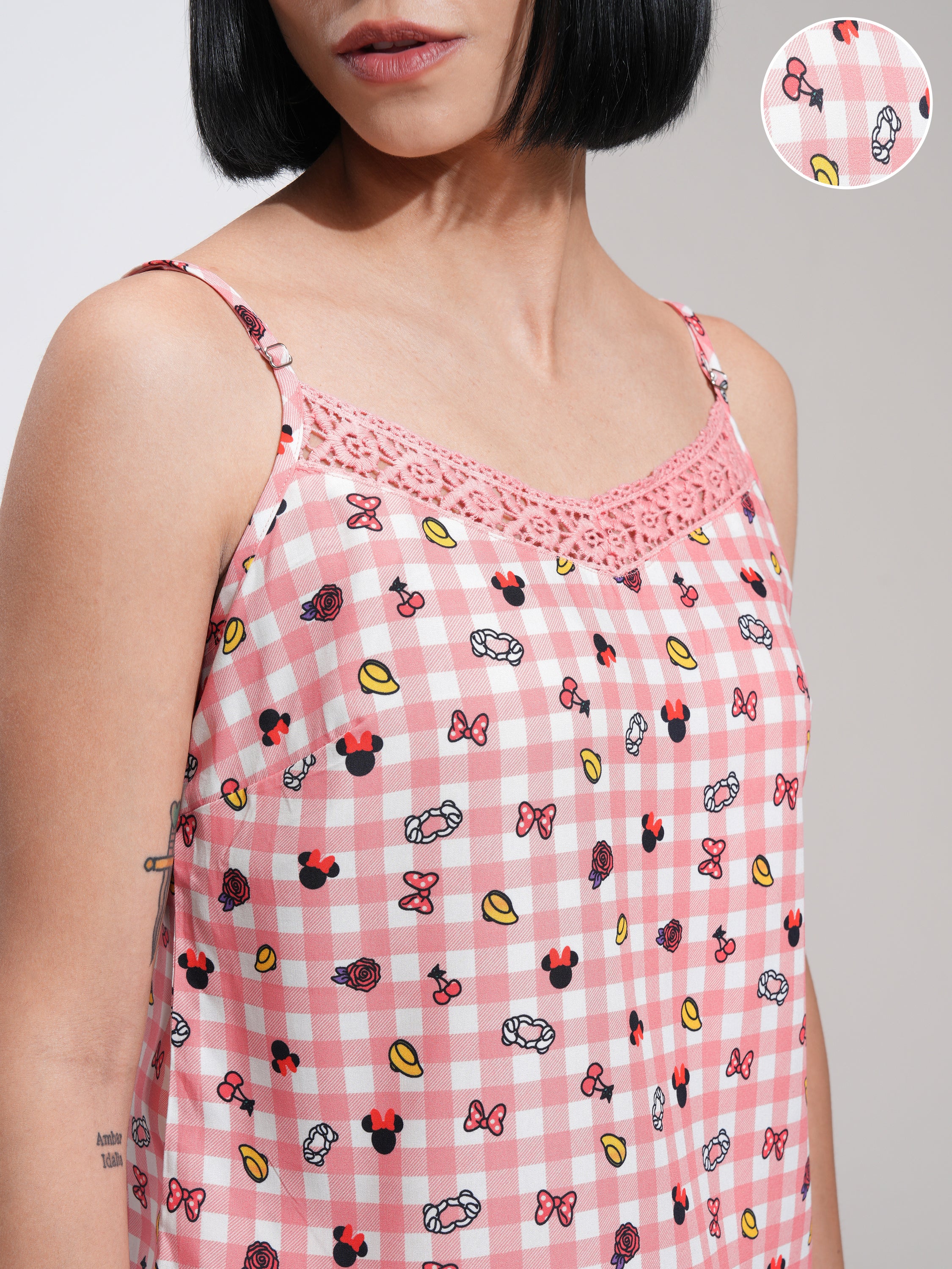 Disney By Tokyo Talkies Women Pink Mickey Mouse Top With Short - Pink - Image 5